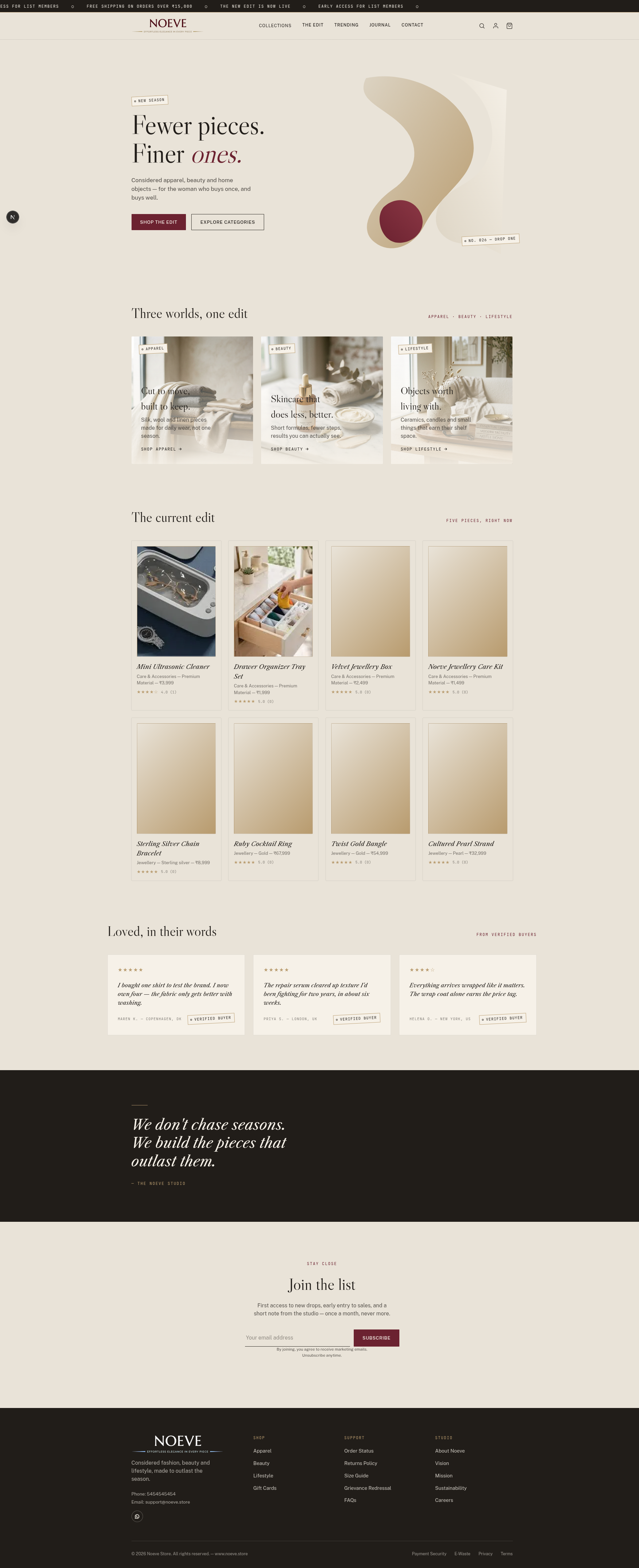Noeve Store homepage screenshot